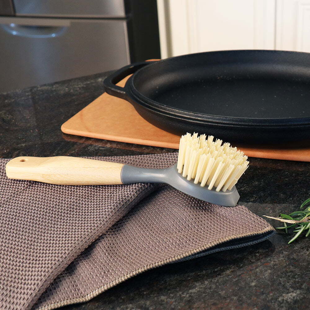 Eco Basics Cast Iron Pan/Pot Brush Kitchen Dish Cleaning Scrub w/ Long Handle (2 Pack) — image 9