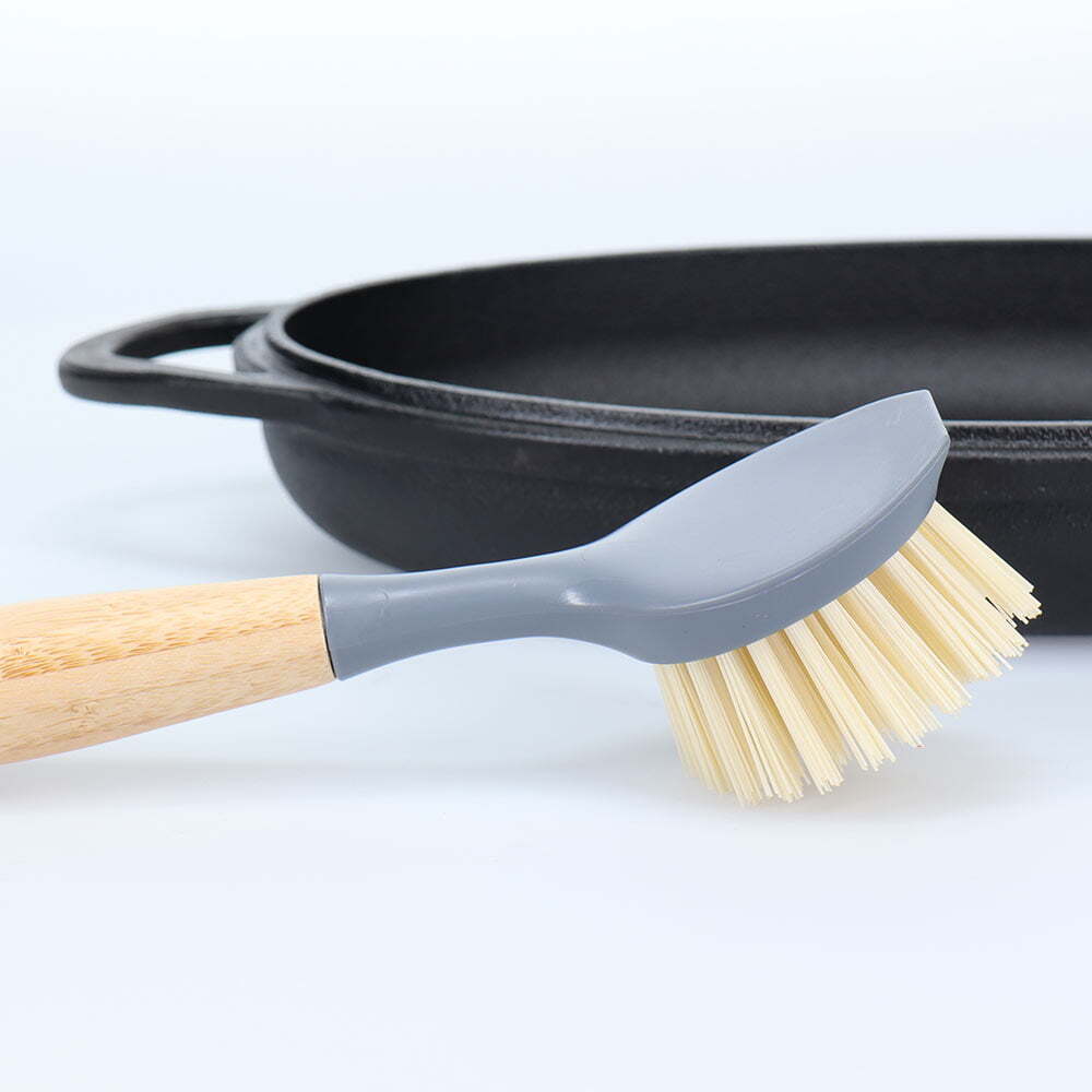 Eco Basics Cast Iron Pan/Pot Brush Kitchen Dish Cleaning Scrub w/ Long Handle — image 4