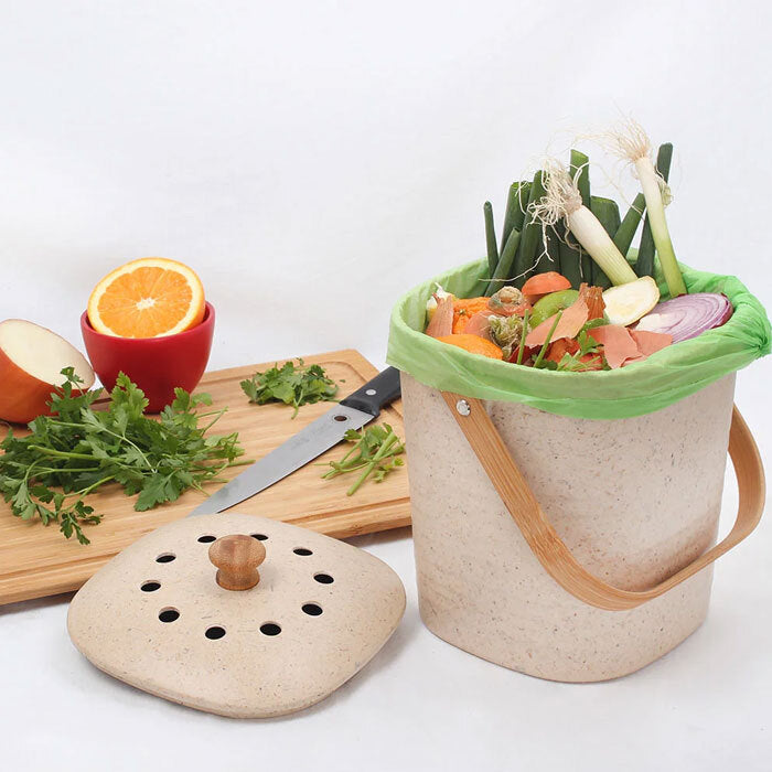 Eco Basics 4L Plant-Based Compost Kitchen Waste Bin Garbage/Trash Pot Pebble — image 3