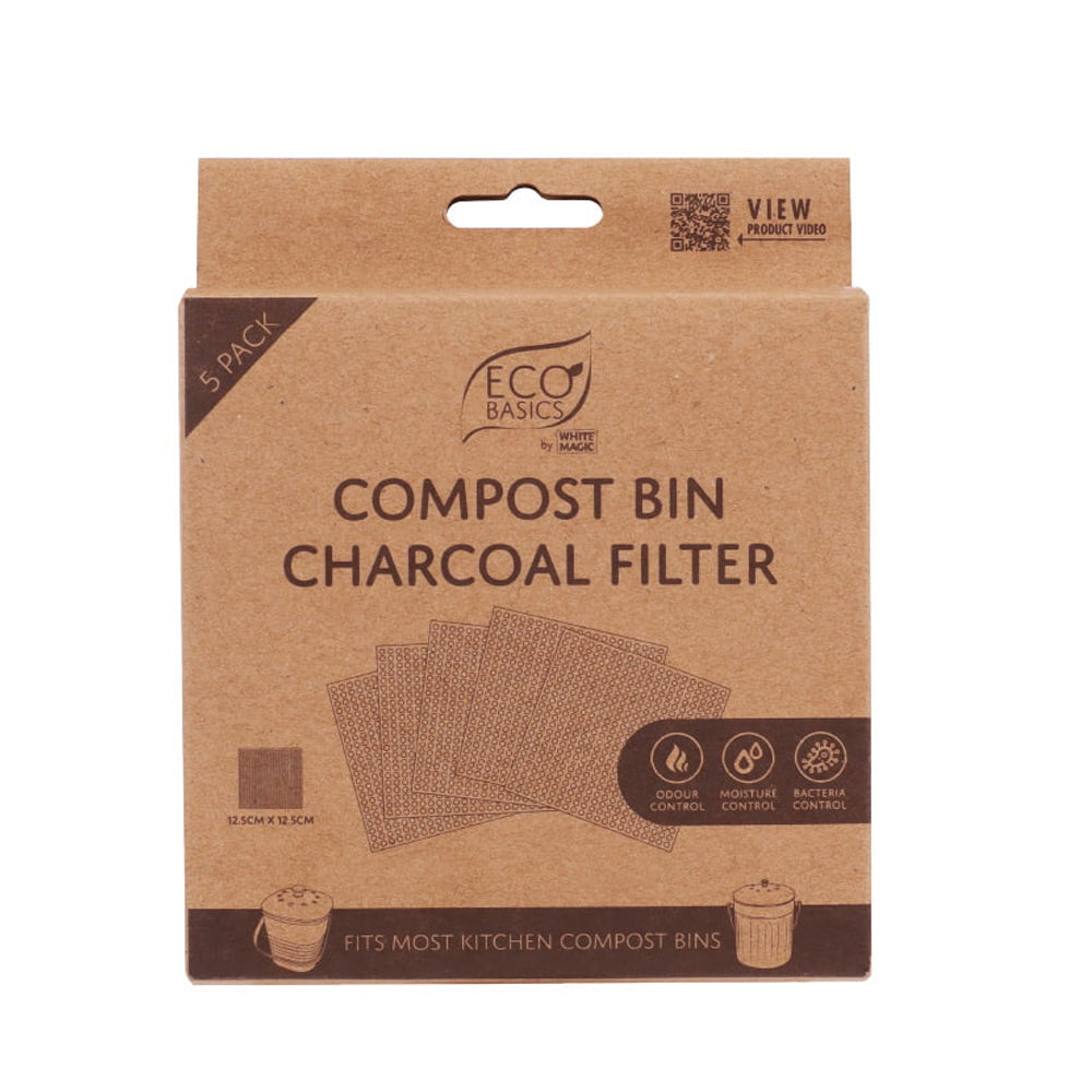 Eco Basics 5pc Eco Basics 12.5cm Charcoal Filter Refills For Kitchen Compost Waste Bin (2 Pack) — image 2