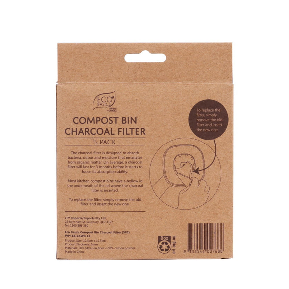 Eco Basics 5pc Eco Basics 12.5cm Charcoal Filter Refills For Kitchen Compost Waste Bin (2 Pack) — image 3