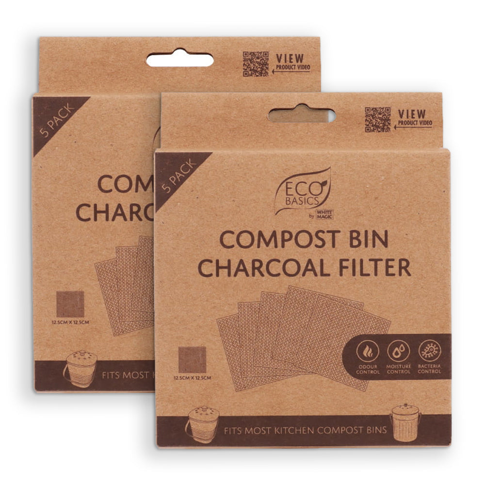 Eco Basics 5pc Eco Basics 12.5cm Charcoal Filter Refills For Kitchen Compost Waste Bin (2 Pack)