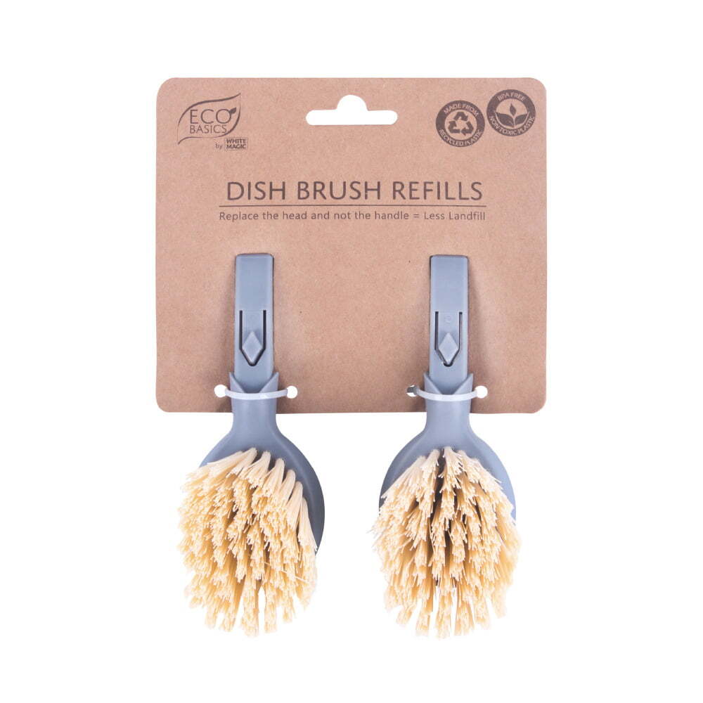Eco Basics 11.5cm Coconut Dish/Pot Brush Refills Kitchen Cleaning Nylon Bristle