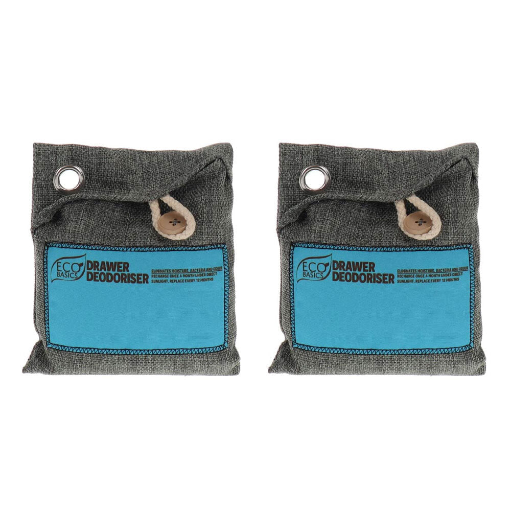 Eco Basics Natural Reusable Moisture/Bacteria Absorber Drawer Deodoriser (2 Pack)