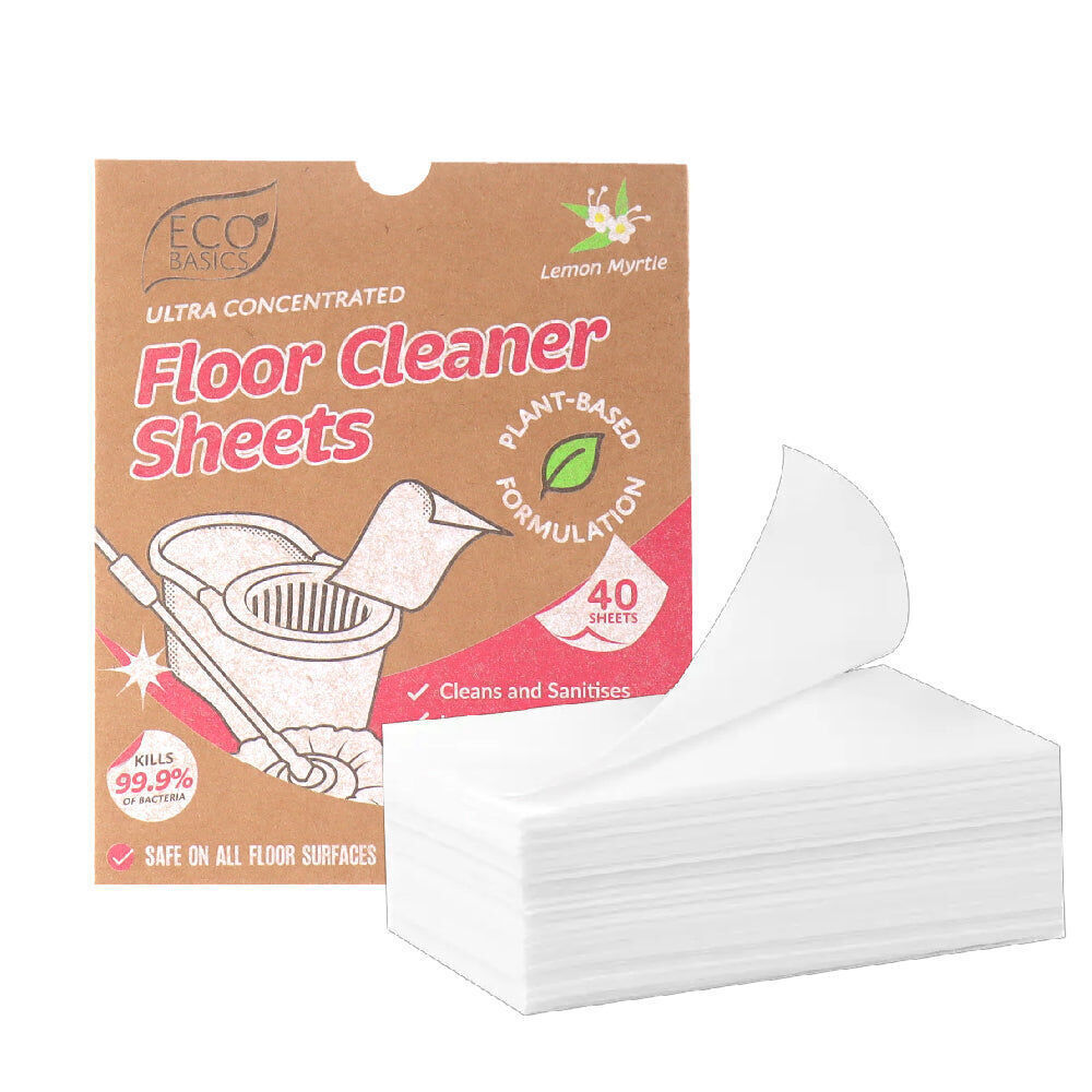 Eco Basics 40pc Eco Basics Floor Cleaner Detergent Sheets w/ Lemon Myrtle Scent 17cm (4 Pack) — image 2
