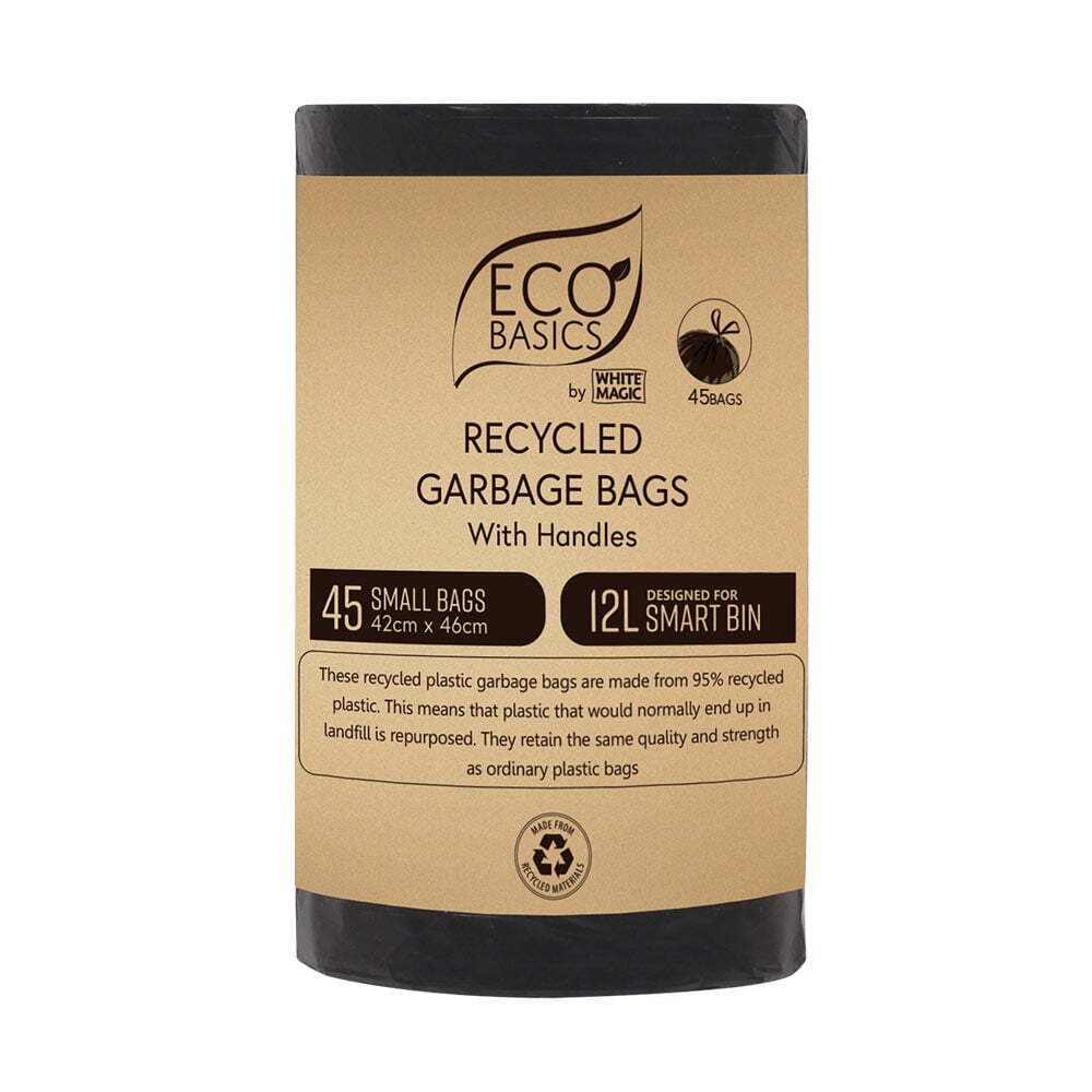 Eco Basics 12L Recycled Plastic Garbage/Waste Kitchen Trash Bags/Bin Liner (6 Pack) — image 2