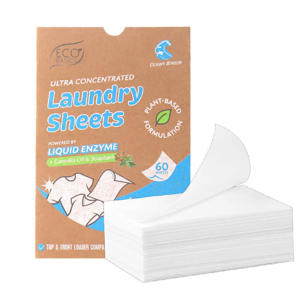 Eco Basics 60pc Eco Basics Laundry Detergent Sheets w/ Ocean Breeze Scent 11cm (4 Pack) — image 2
