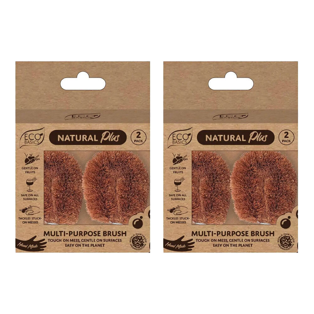 Eco Basics Natural Plus Anti-Bacterial Multi-Purpose Gentle Cleaning Brush (2 Pack)