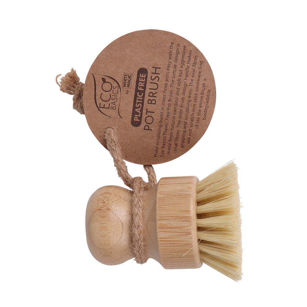 Eco Basics 8cm Plastic Free Kitchen Pan Scrub/Brush Residue Cleaner Remover (3 Pack) — image 3