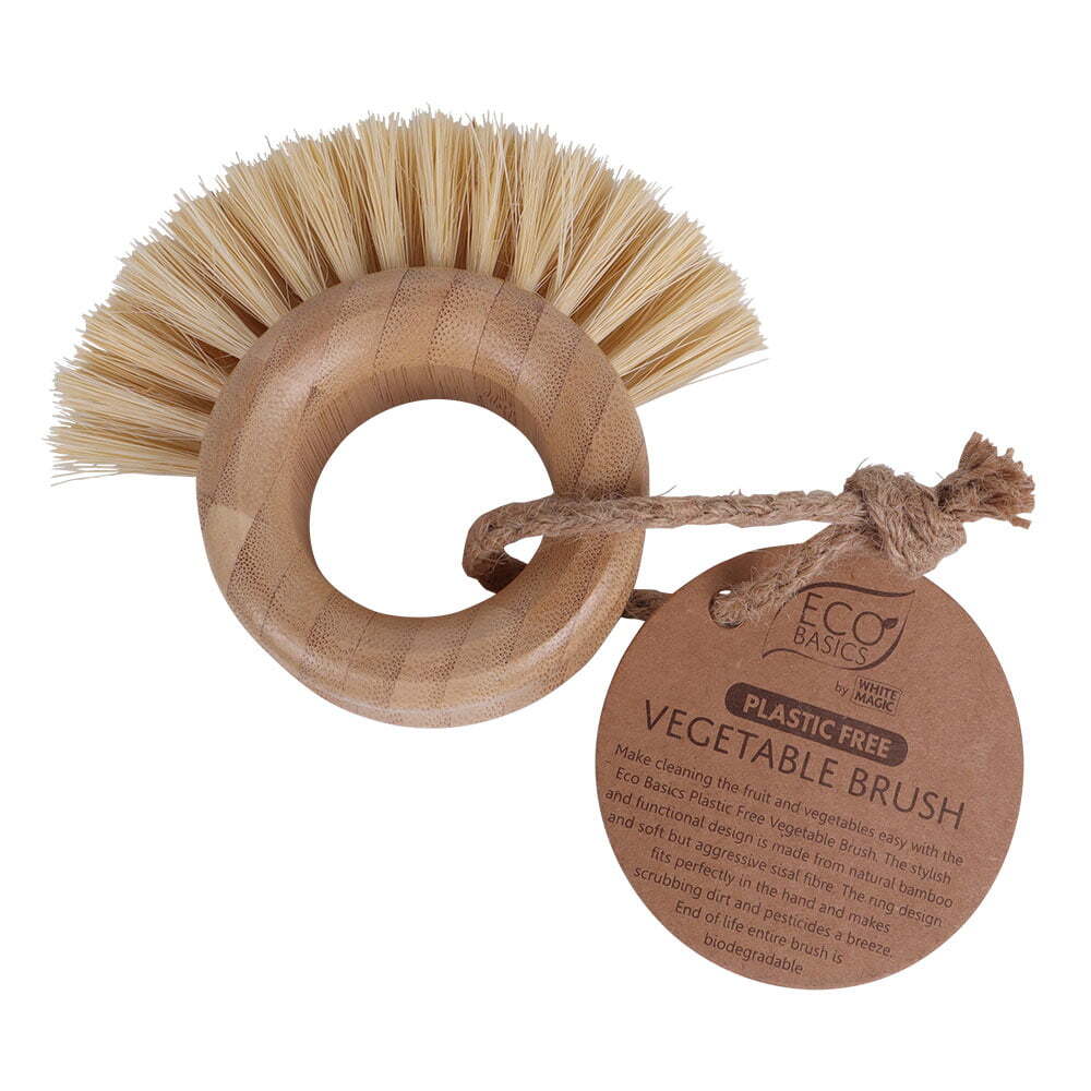 Eco Basics 10cm Plastic Free Vegetable/Fruit Brush Dirt/Grime Remover Scrubber — image 2