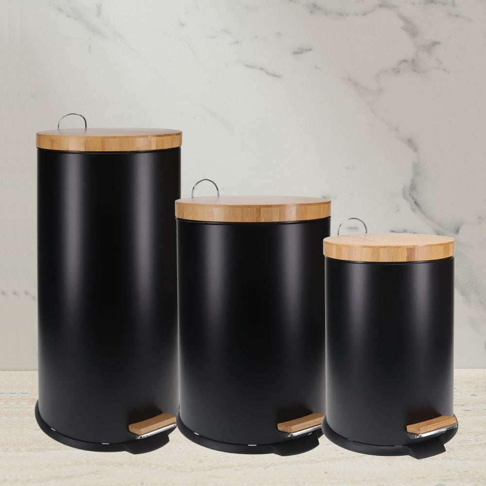 Eco Basics 12L Rubbish Bin/Trash Garbage Can Waste Container Storage Round Black — image 6