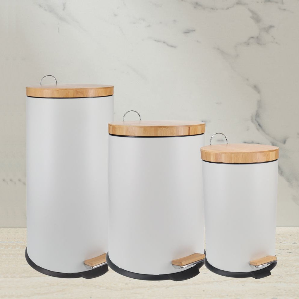 Eco Basics 20L Rubbish Bin/Trash Garbage Can Waste Container Storage Round White — image 4