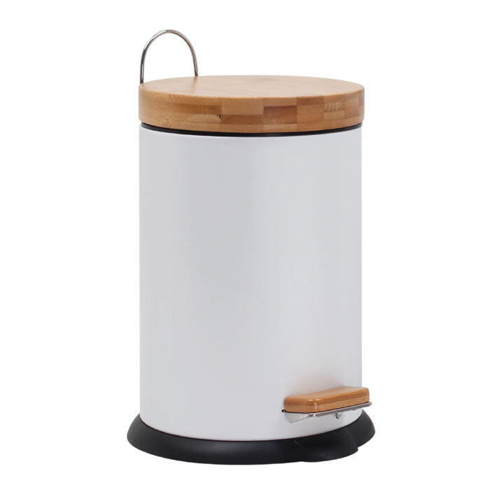 Eco Basics 3L Rubbish Bin/Trash Garbage Can Waste Container Storage Round White — image 2