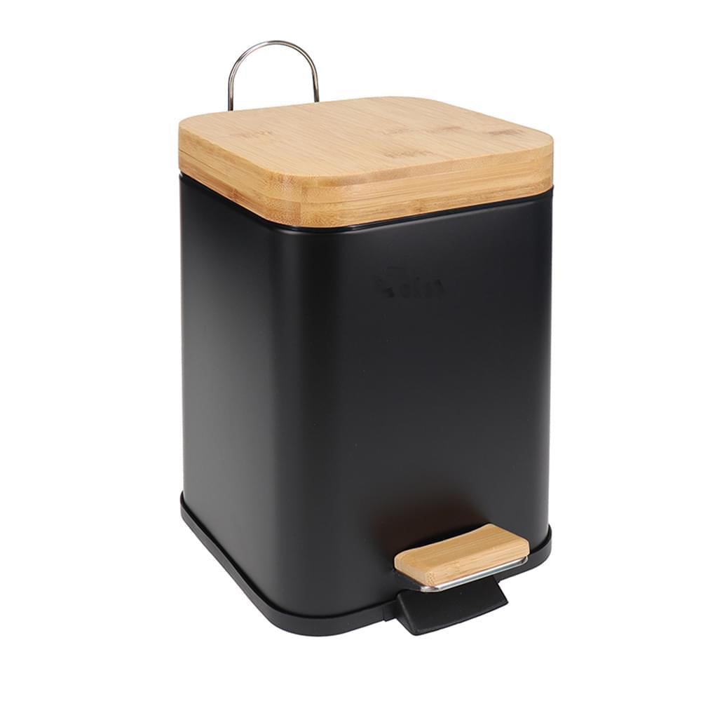Eco Basics Rubbish Durable Plastic Bin Square 3L w/ Soft Close Lid Black — image 3