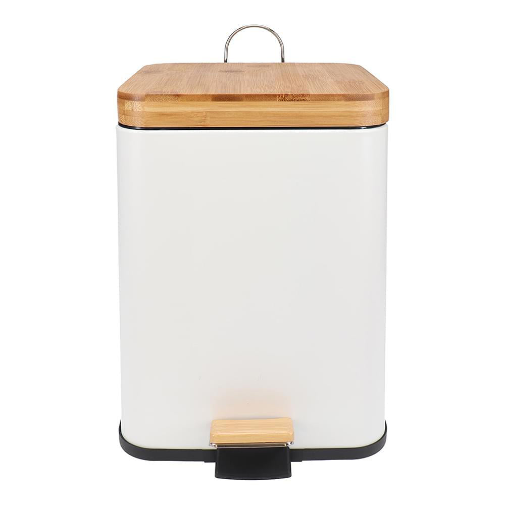 Eco Basics Rubbish Durable Plastic Bin Square 6L w/ Soft Close Lid White (2 Pack) — image 3