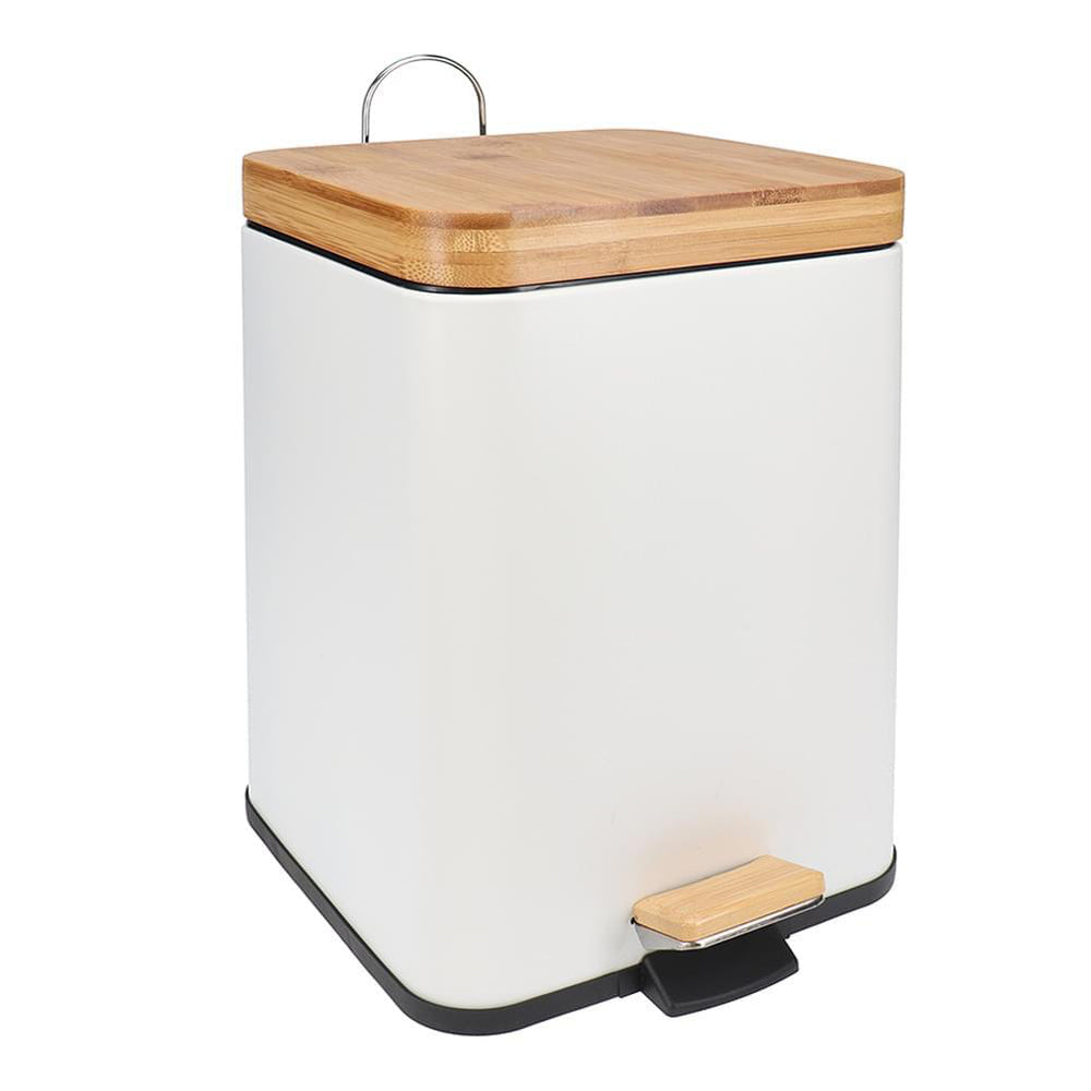 Eco Basics Rubbish Durable Plastic Bin Square 6L w/ Soft Close Lid White (2 Pack) — image 4