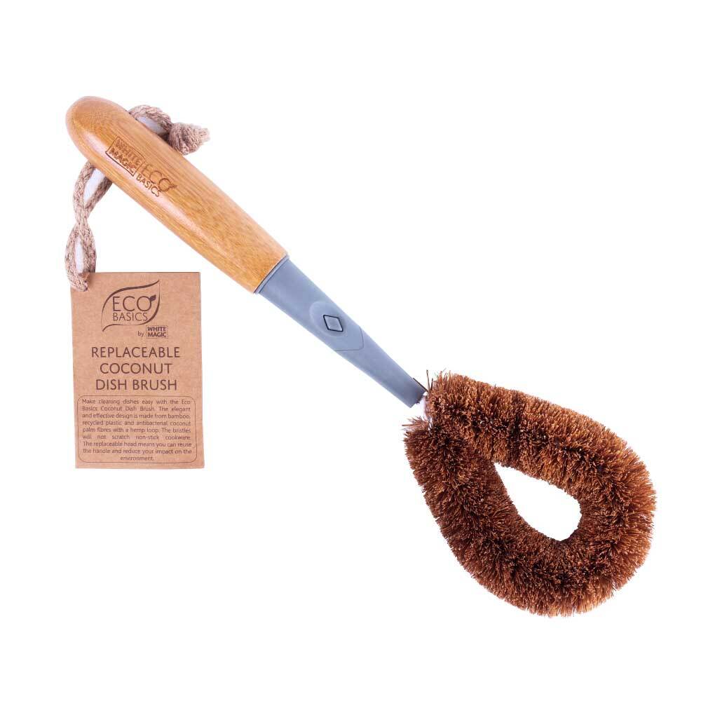 Eco Basics 33cm Replaceable Dish Cleaning Brush Remover w/ Bamboo Handle (2 Pack) — image 2