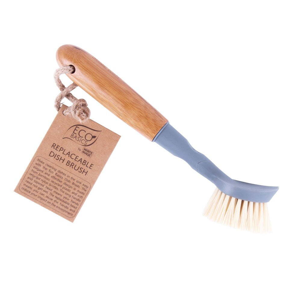 Eco Basics Replaceable Head Dish Cleaning Brush Remover w/ Bamboo Handle (2 Pack) — image 3