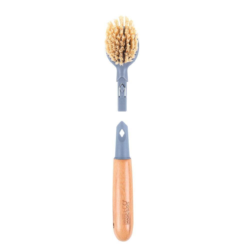 Eco Basics Replaceable Head Dish Cleaning Brush Residue Remover w/ Bamboo Handle — image 3