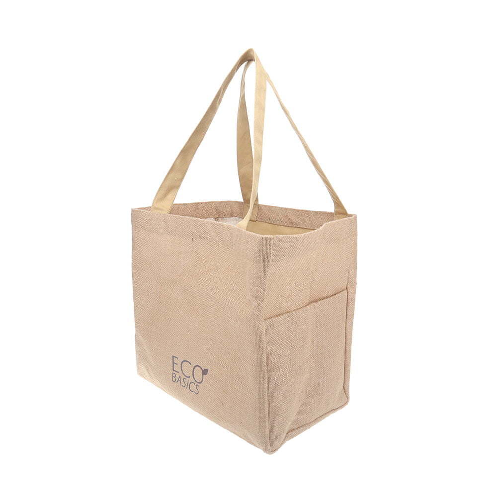 Eco Basics Reusable Jute Shopping Bag/Tote Storage Handbag w/ Carry Handle Beige — image 5