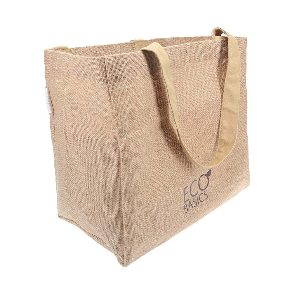 Eco Basics Reusable Jute Shopping Bag/Tote Storage Handbag w/ Carry Handle Beige — image 2