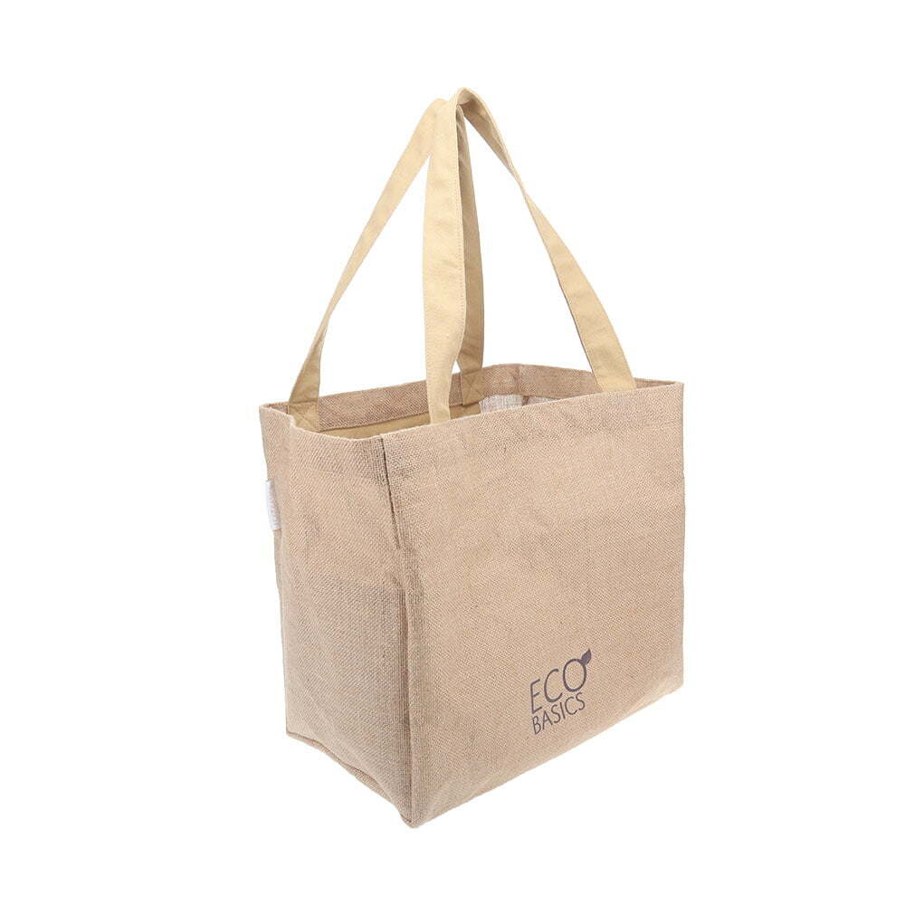Eco Basics Reusable Jute Shopping Bag/Tote Storage Handbag w/ Carry Handle Beige — image 4