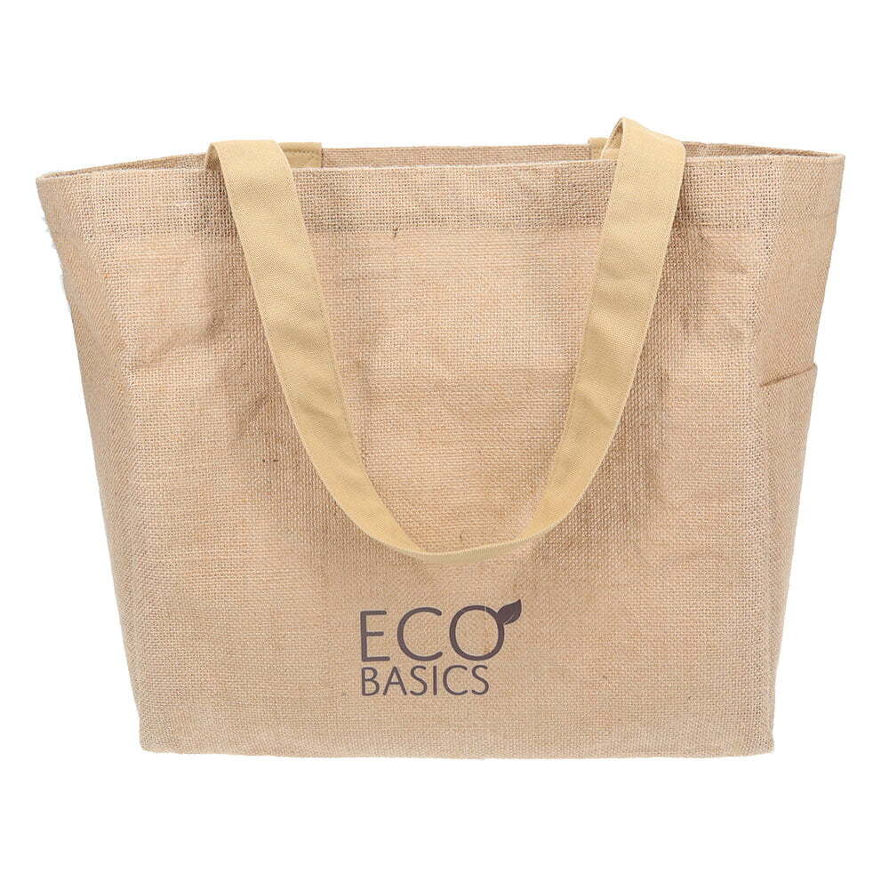 Eco Basics Reusable Jute Shopping Bag/Tote Storage Handbag w/ Carry Handle Beige