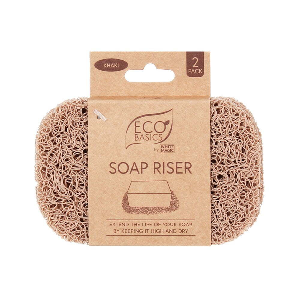 Eco Basics Soap Riser/Dish Elevator Holder Storage Bath/Sink Organiser Khaki (3 Pack) — image 2