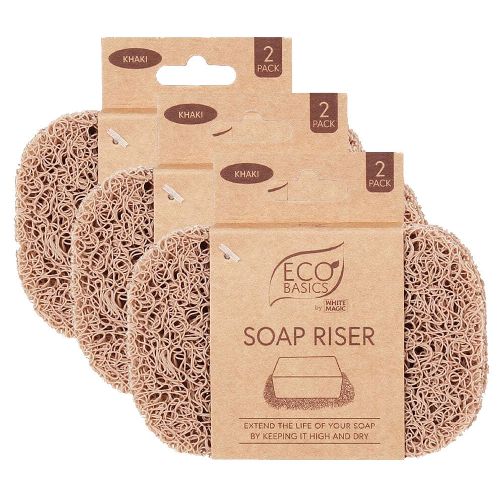 Eco Basics Soap Riser/Dish Elevator Holder Storage Bath/Sink Organiser Khaki (3 Pack)