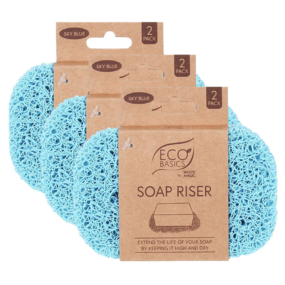 Eco Basics Soap Riser/Dish Elevator Holder Storage Sink Organiser Sky Blue (3 Pack)