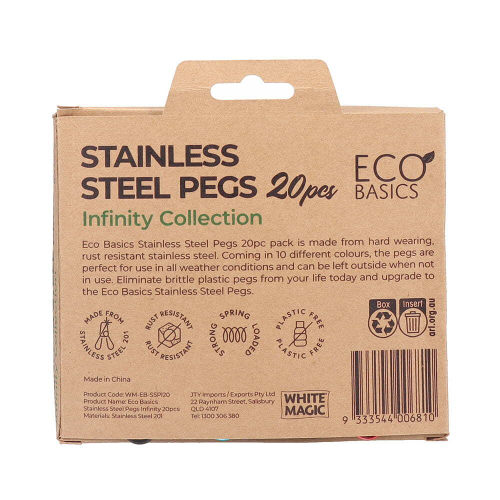 Eco Basics 20pc Eco Basics Stainless Steel Pegs Infinity Collection Clothes Laundry Clip (3 Pack) — image 4