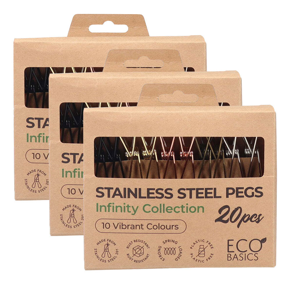 Eco Basics 20pc Eco Basics Stainless Steel Pegs Infinity Collection Clothes Laundry Clip (3 Pack)