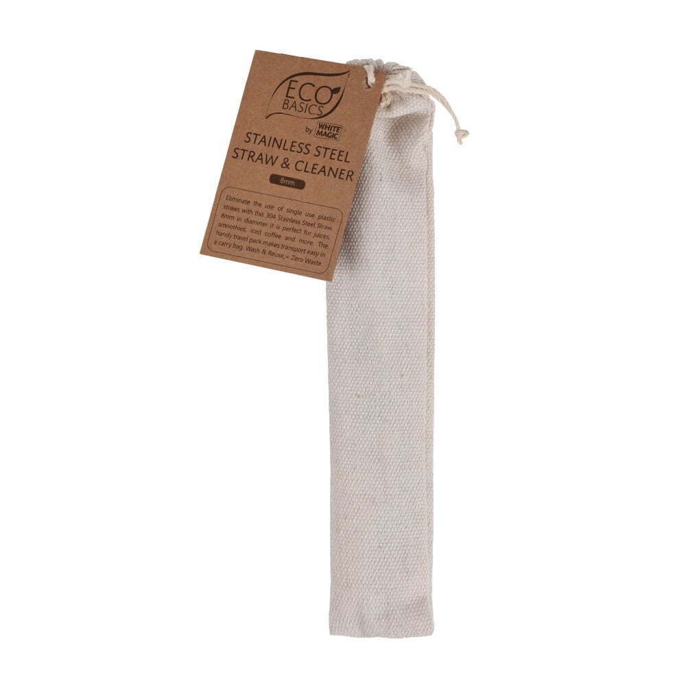 Eco Basics 23cm Stainless Steel Drink/Beverage Travel Straw/Cleaner Reusable (2 Pack) — image 3