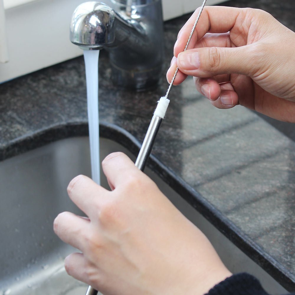 Eco Basics 23cm Stainless Steel Drink/Beverage Travel Straw/Cleaner Reusable (2 Pack) — image 6