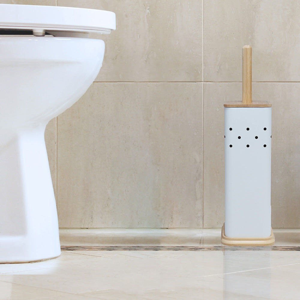 Eco Basics 39.5cm White Square Toilet Brush w/ Holder Bathroom Cleaner Set — image 5
