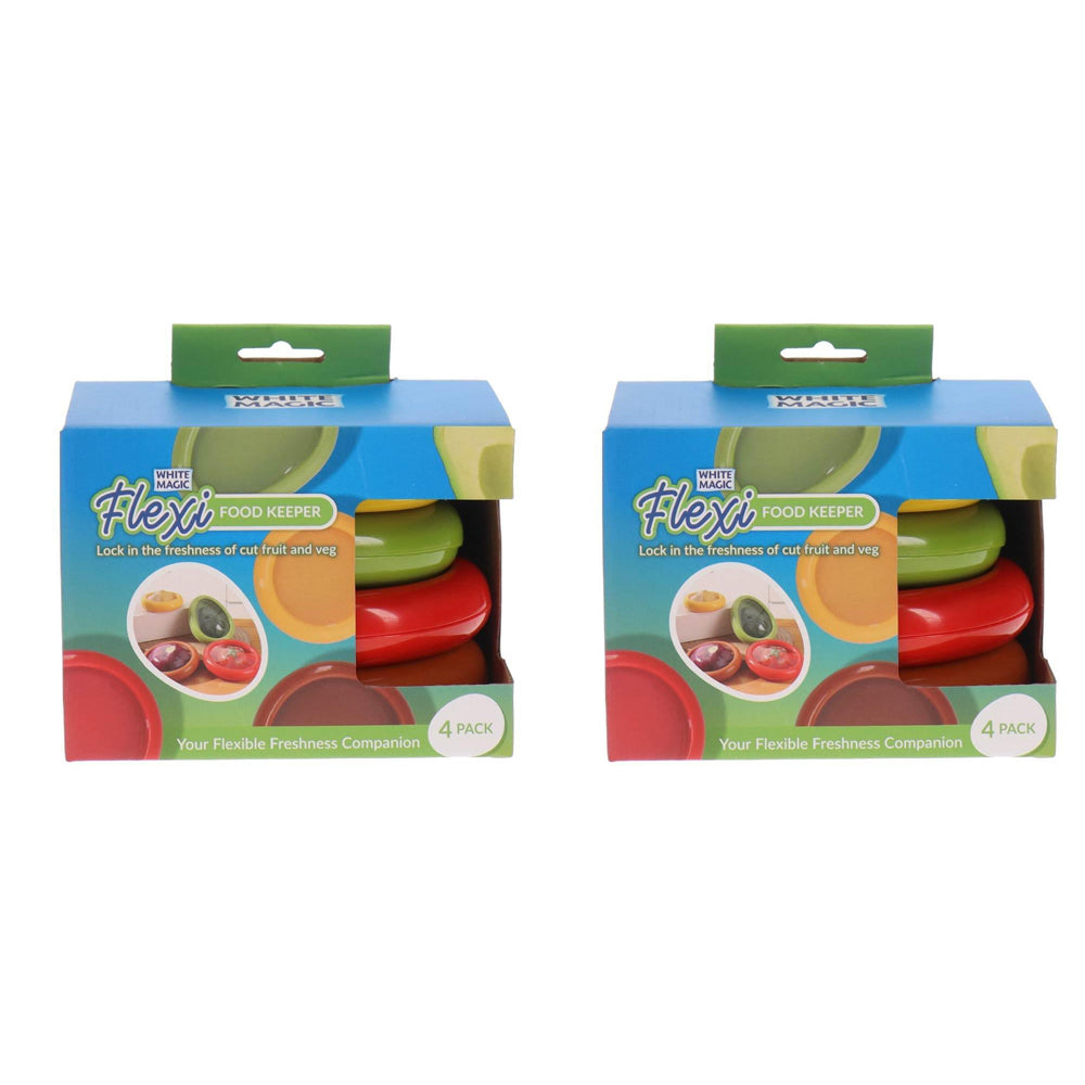 White Magic 4pc Flexi Food Keeper/Storage Organisers Set w/ Non-Slip Silicone Cover (2 Pack)