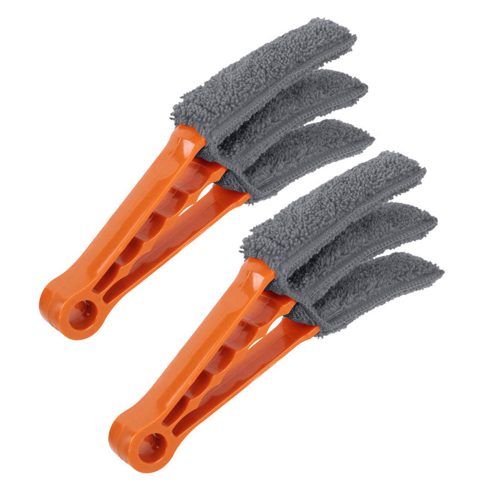 White Magic 12cm Mini Handheld Venetian Blind Duster Dirt Cleaner Orange/Grey (2 Pack)