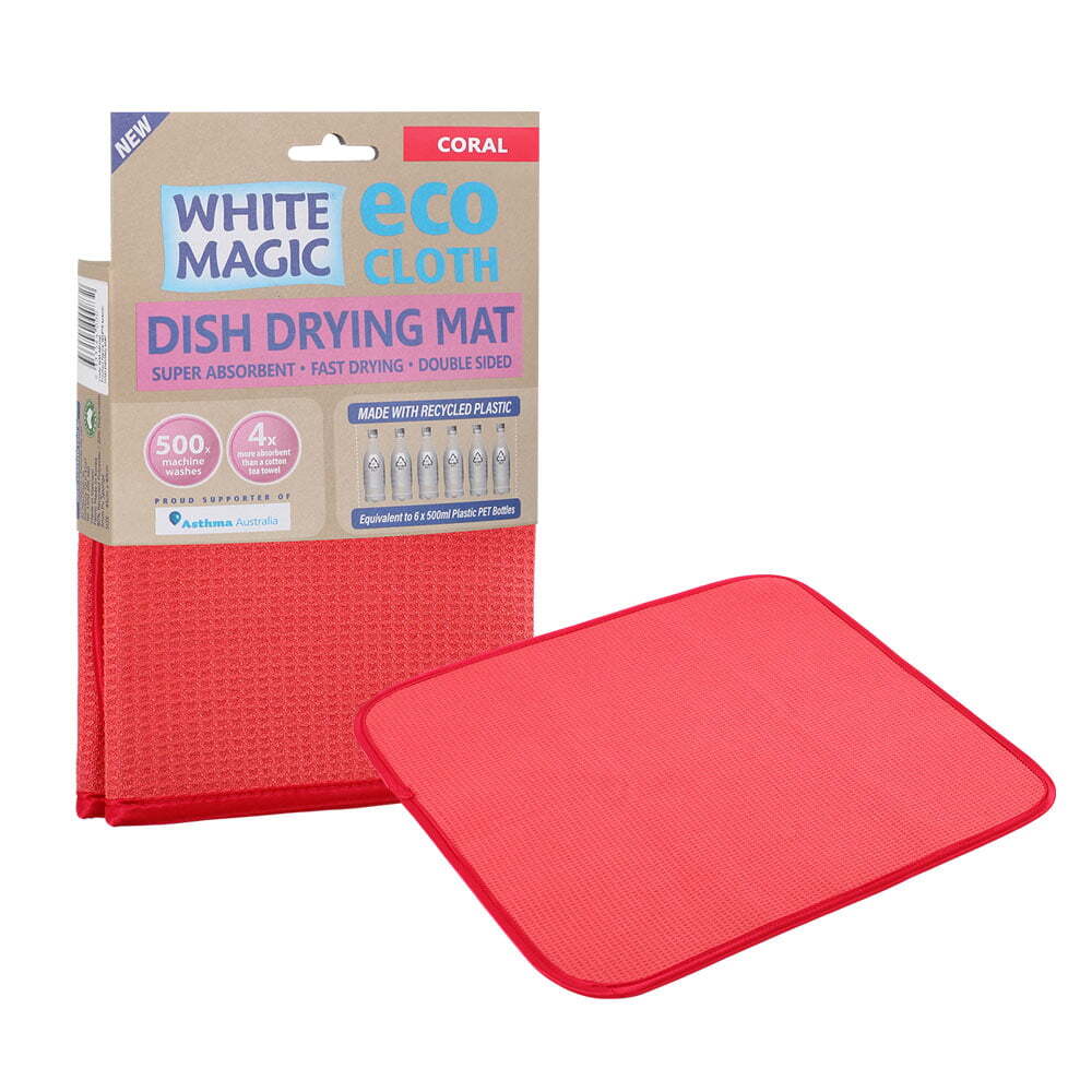 Magic Dish/Bowl Drying Mat Kitchen Absorbent Pad Double Sided Cloth — White Coral