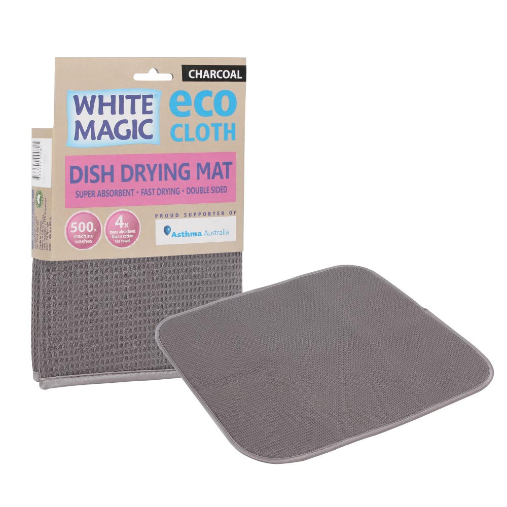 White Magic Eco Cloth Dish/Pot/Glassware Sink Drying Mat/Towel 45x40cm Charcoal