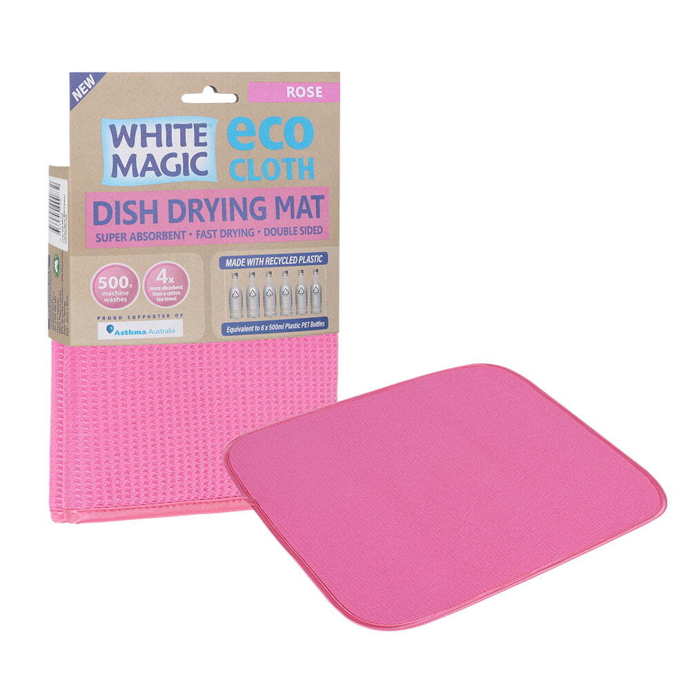 Magic Dish/Bowl Drying Mat Kitchen Absorbent Pad Double Sided Cloth — White Rose