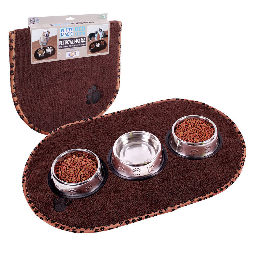 White Magic 67x41cm Ecocloth Microfibre Pet Dog/Cat Non-Slip Food Dish Bowl Mat — image 2