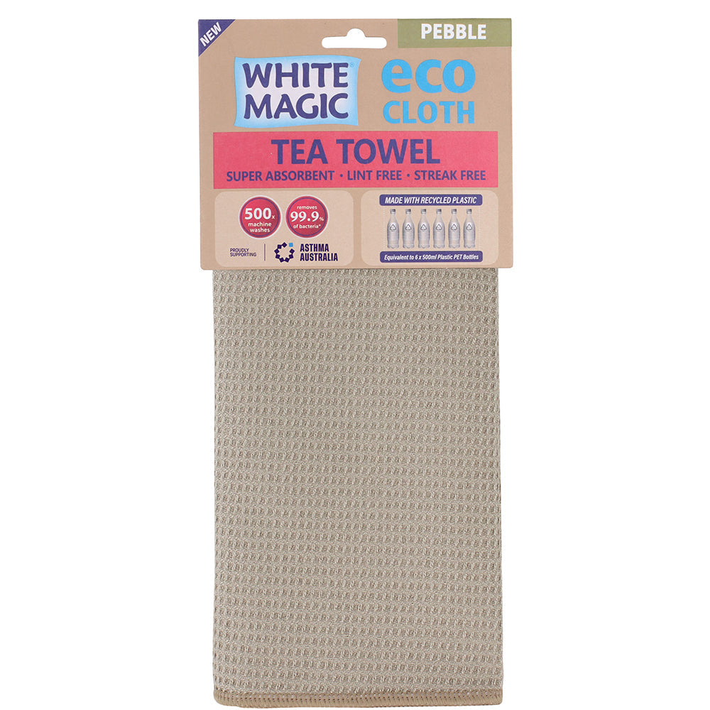 White Magic Reusable 70x50cm Tea Towel Absorbent Cleaning/Drying Cloth Pebble (2 Pack) — image 4