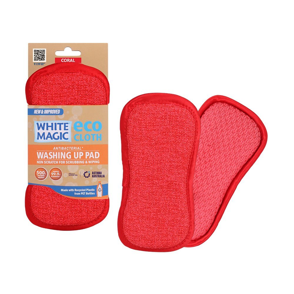 Magic Double-Sided Dish Washing Up Pad Cleaning Sponge Scrubbing Pad — White Coral