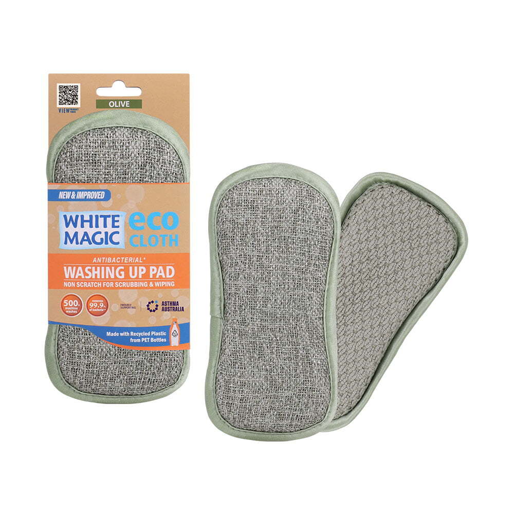 Magic Double-Sided Dish Washing Up Pad Cleaning Sponge Scrubbing Pad — White Olive