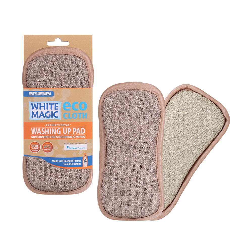 White Magic Double-Sided Dish Washing Up Pad Cleaning Sponge Scrubbing Pebble (3 Pack) — image 2