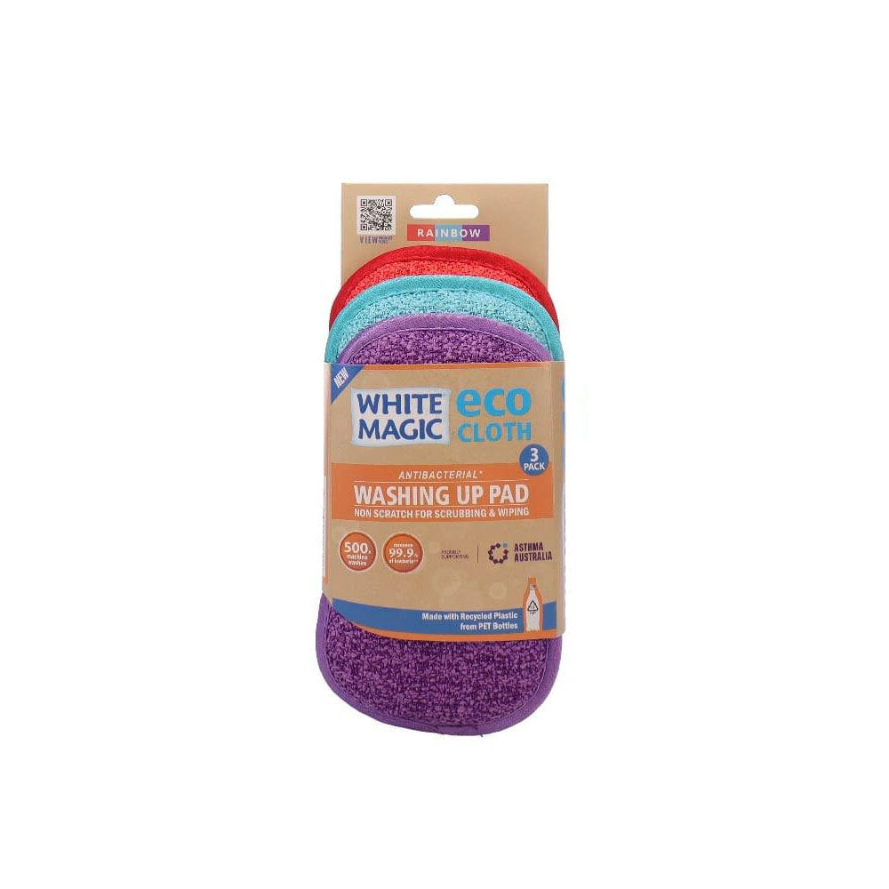 Eco Cloth Double-Sided Anti-Bacterial Washing Up Cleaning Pad Set Rainbow (3 Pieces)