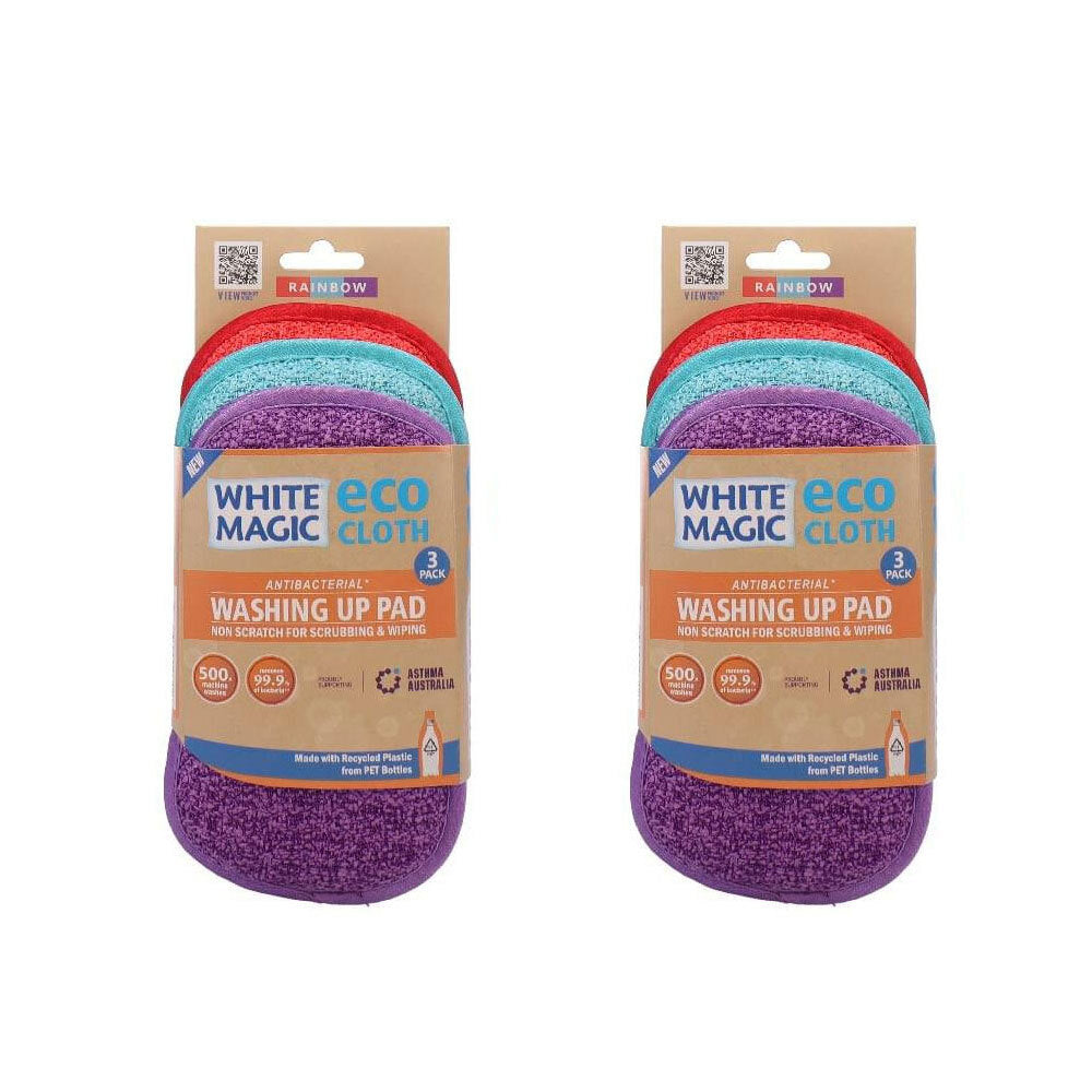 Eco Cloth Double-Sided Anti-Bacterial Washing Up Cleaning Pad Set Rainbow (6 Pieces)