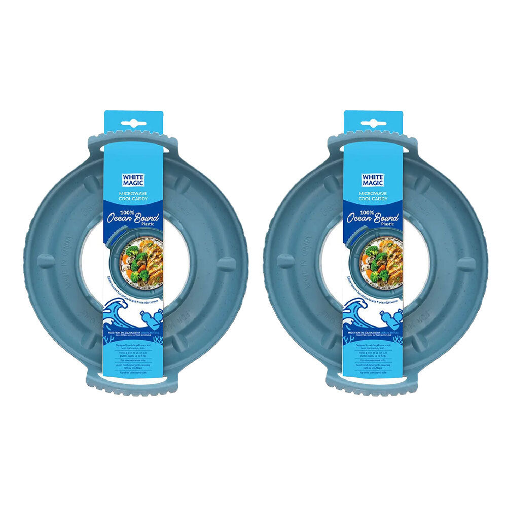 White Magic Ocean Bound Plastic Microwave Cool Caddy Kitchen Tool - Blue (2 Pack)