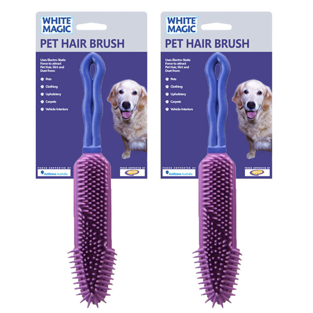 White Magic Pet Dog 27x5cm Grooming Hair Brush Comb w/ Rubber Bristles Purple (2 Pack)