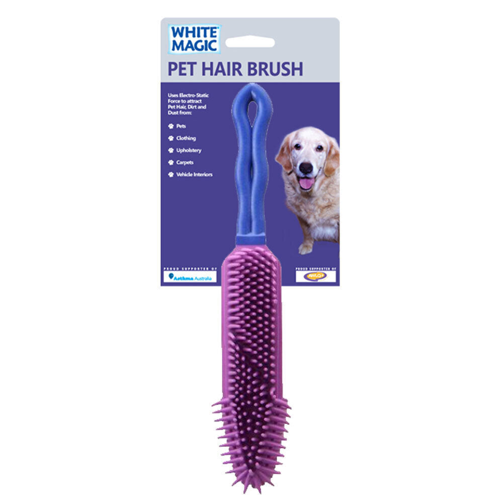 White Magic Pet Dog 27x5cm Grooming Hair Brush Comb w/ Rubber Bristles Purple — image 2